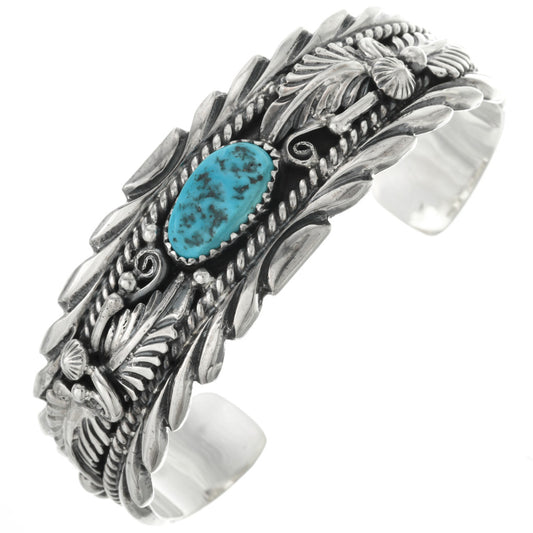 Ladies Navajo Cuff Bracelet with Turquoise Nuggets