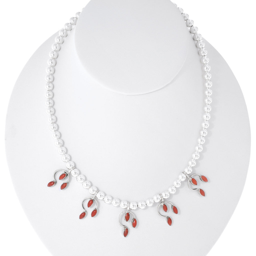 Delicate Coral Choker on Beaded Choker