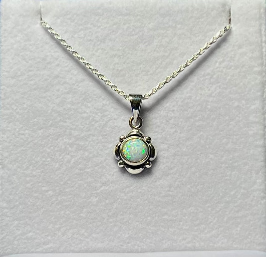 Sterling Silver Blue or White Opal Pendant