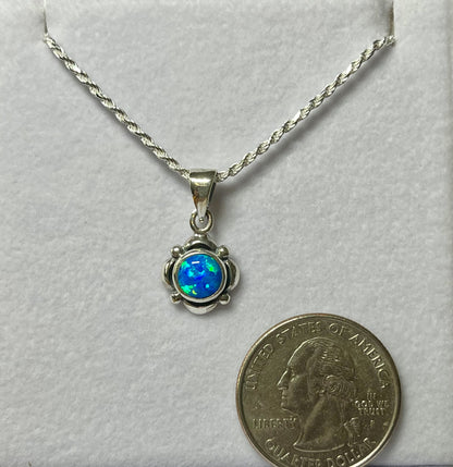 Sterling Silver Blue or White Opal Pendant