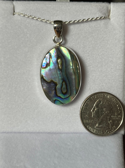 Sterling Silver Oval Paua Shell Pendant