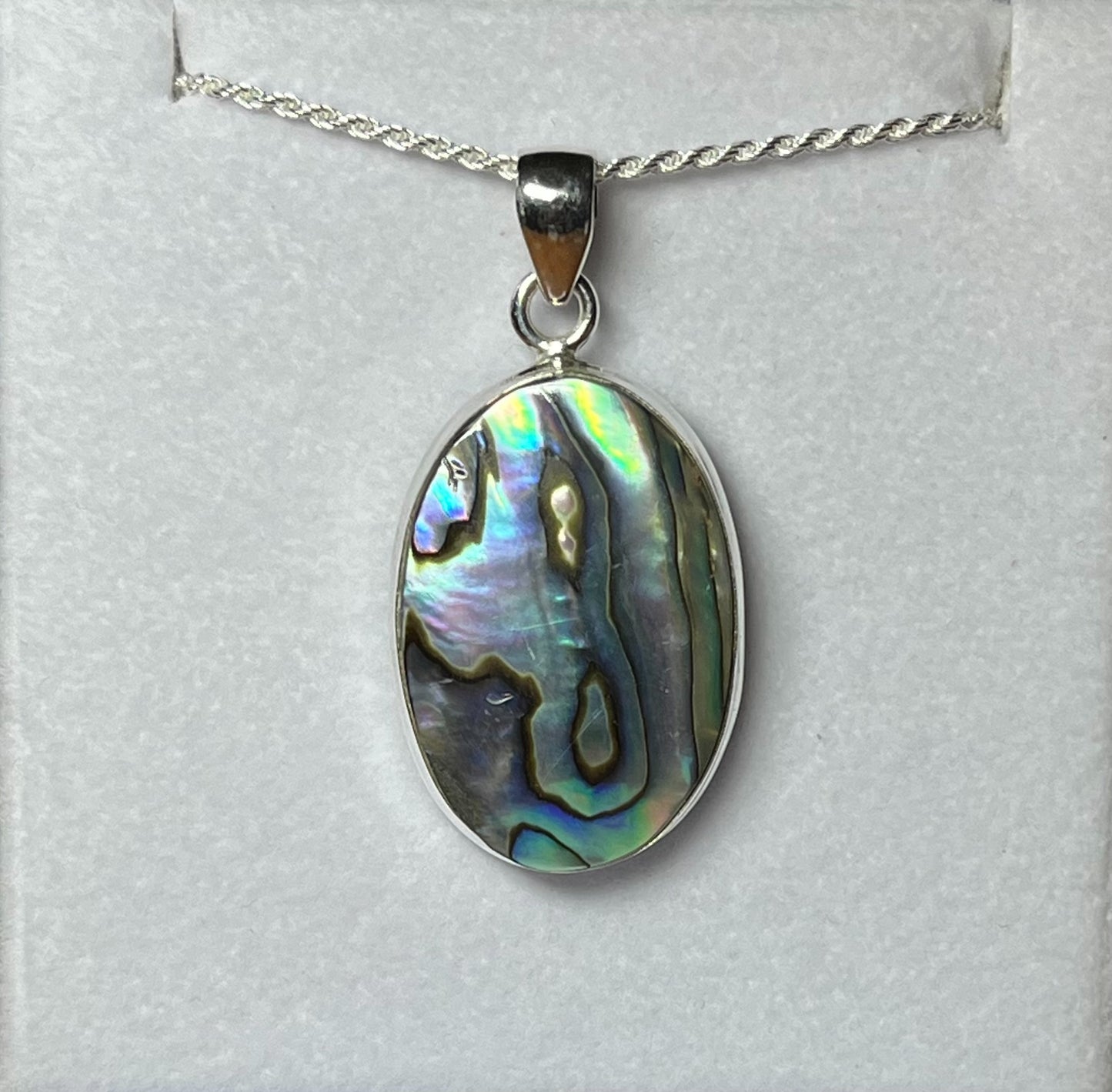 Sterling Silver Oval Paua Shell Pendant