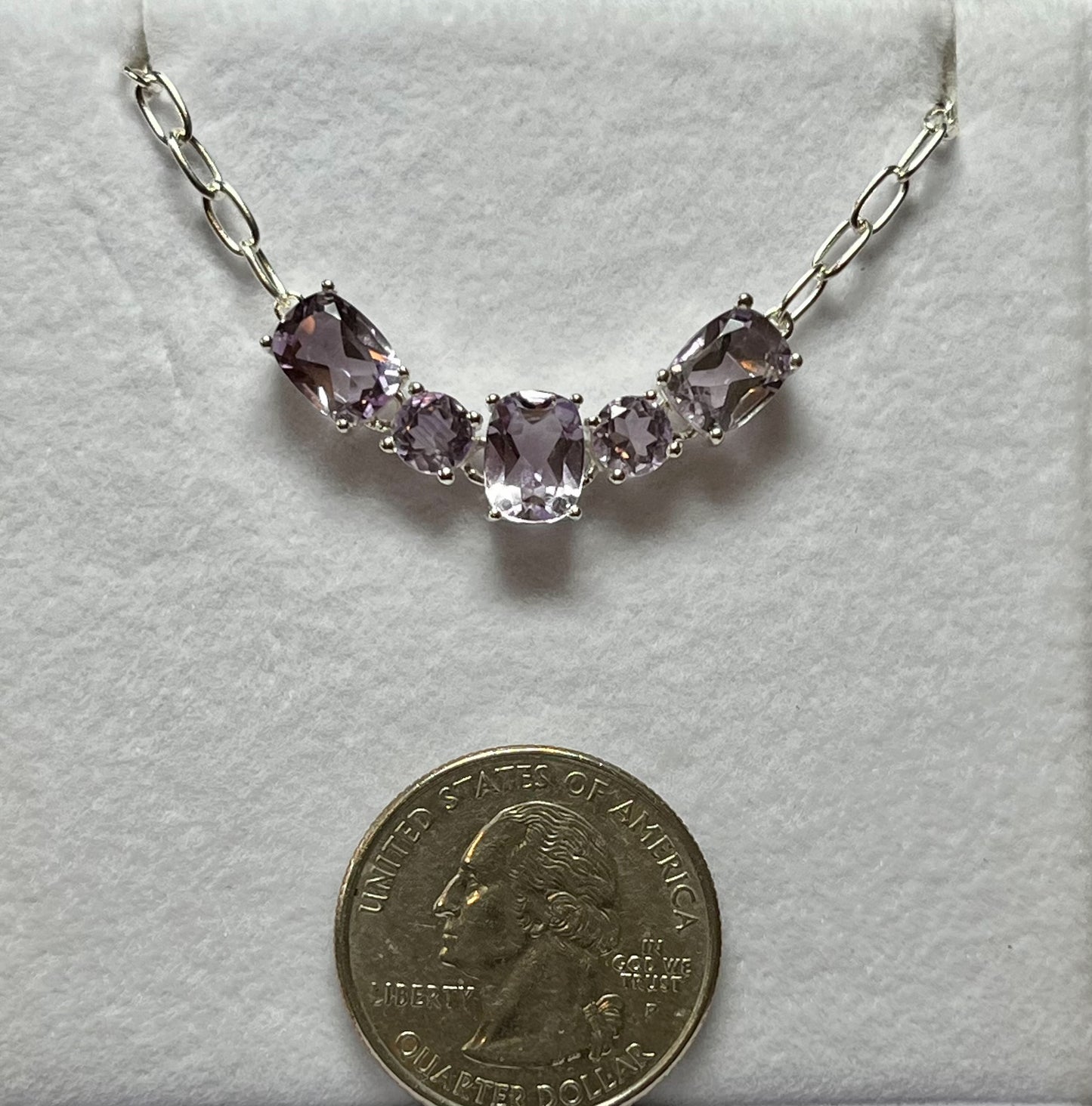 Sterling Silver Faceted Amethyst 5 Stone Necklace