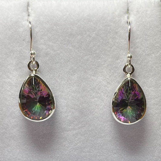 Sterlling Silver Teardrop Mystic Quartz Gemstone Earrings