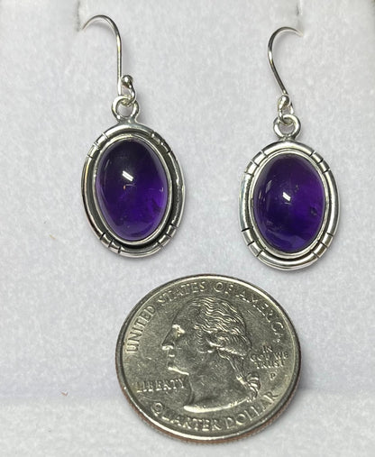 Sterling Silver Smooth Amethyst Drop Earrings