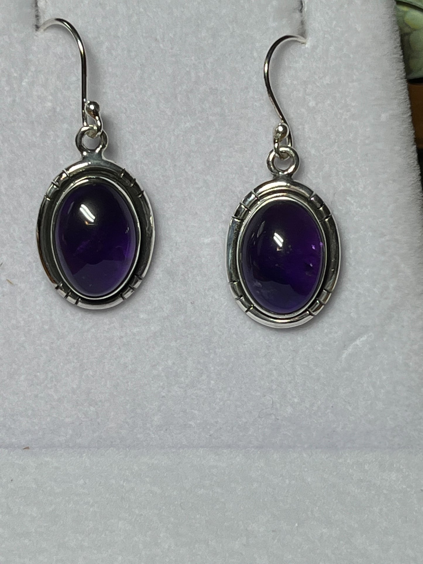 Sterling Silver Smooth Amethyst Drop Earrings