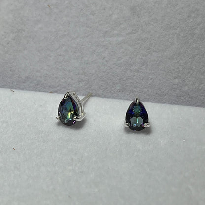 Sterling Silver Teardrop Mystic Quartz Stud Earrings