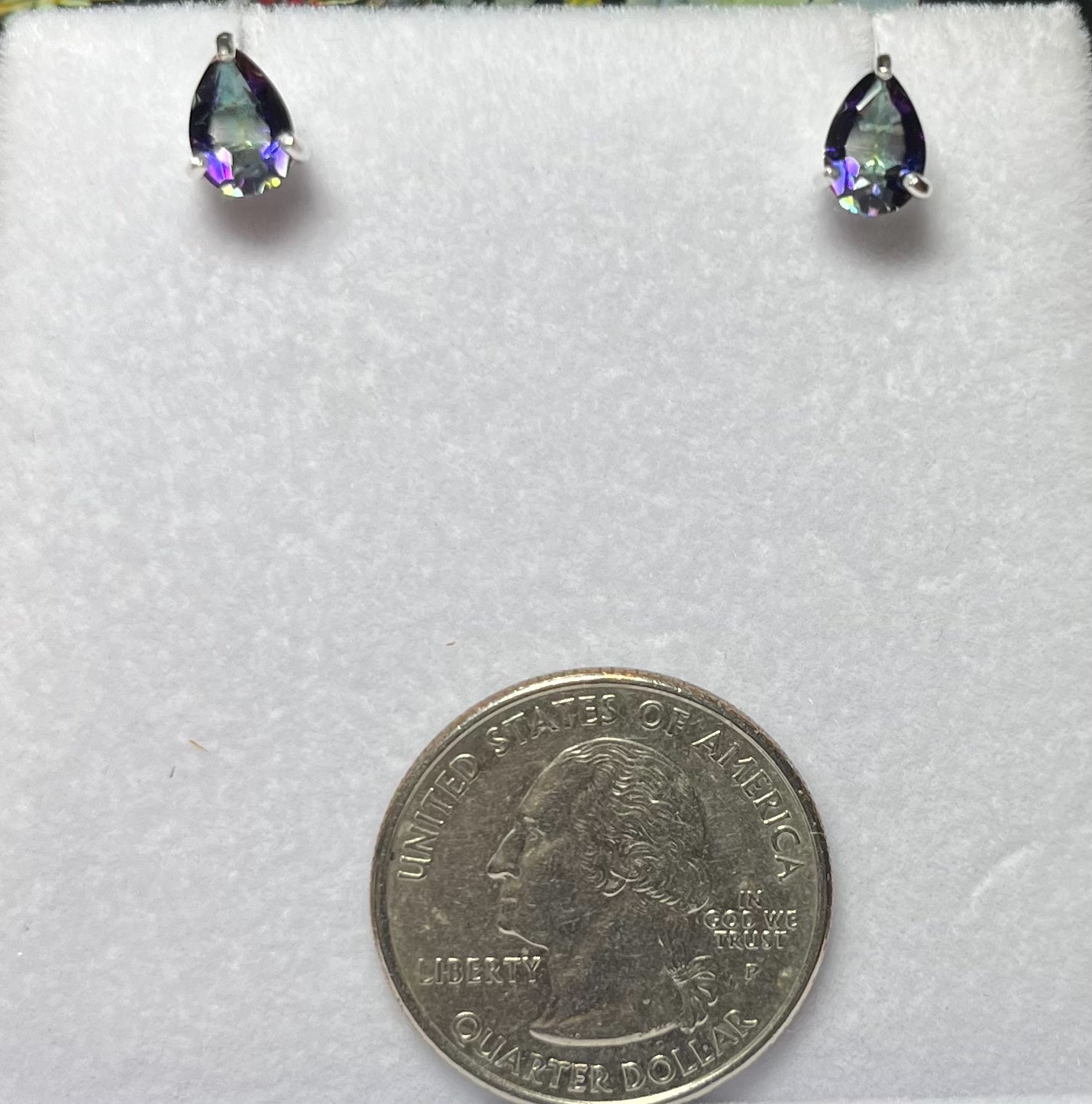 Sterling Silver Teardrop Mystic Quartz Stud Earrings