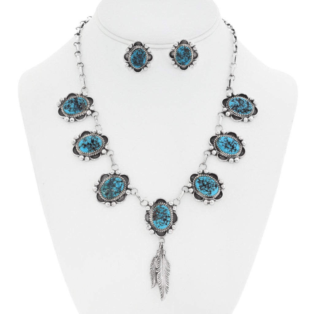 Kingman Nugget Turquoise 7 piece Necklace with Post Earrings