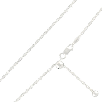 Adjustable 28" Sterling Silver Cordino Chain