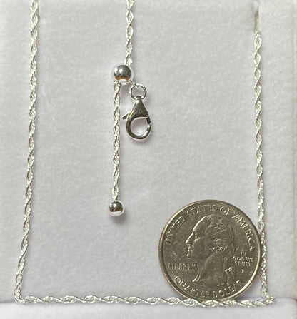 Adjustable 28" Sterling Silver Cordino Chain