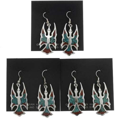 Turquoise And Coral Waterbird Earrings