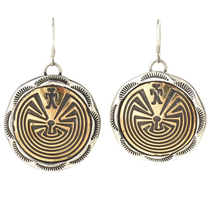 Gold and Silver Maze of Man Drop Earrings