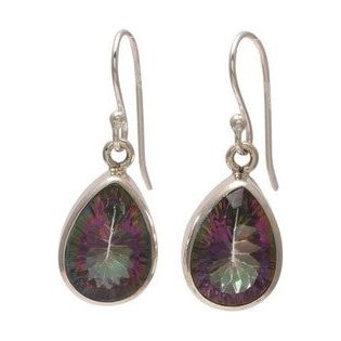 Sterlling Silver Teardrop Mystic Quartz Gemstone Earrings