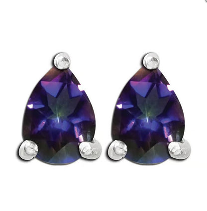 Sterling Silver Teardrop Mystic Quartz Stud Earrings