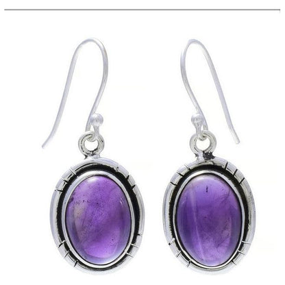 Sterling Silver Smooth Amethyst Drop Earrings