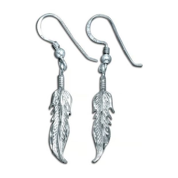 Sterling Silver Feather Drop Earrings