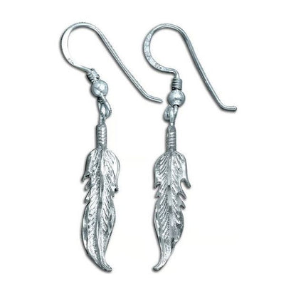 Sterling Silver Feather Drop Earrings