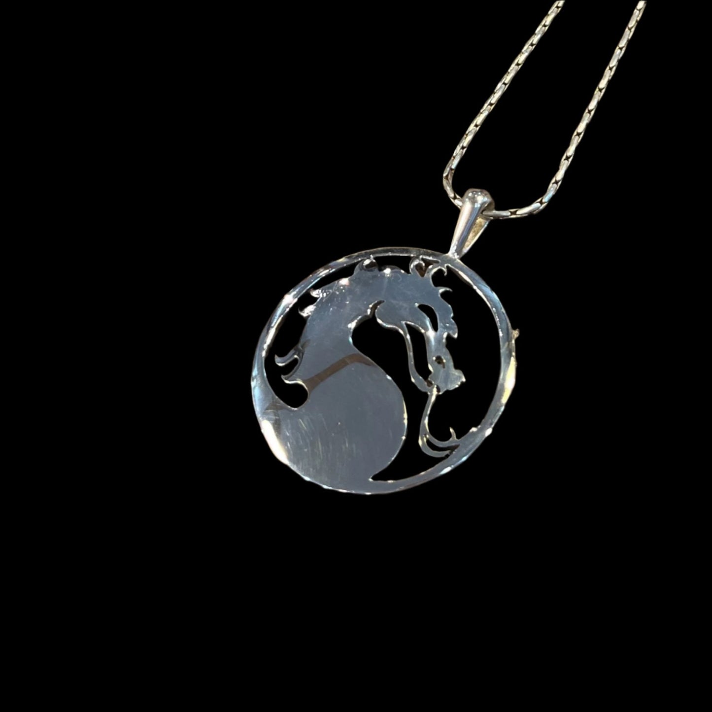 Sleek Silver Dragon Medalion in Sterling Silver